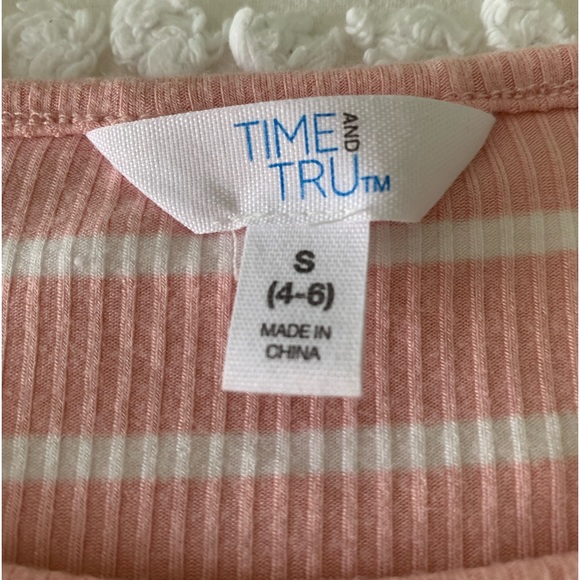 Pink & White Stripe Time & Tru Layering Long Sleeve Tee Size Small BNWOT - Picture 2 of 6